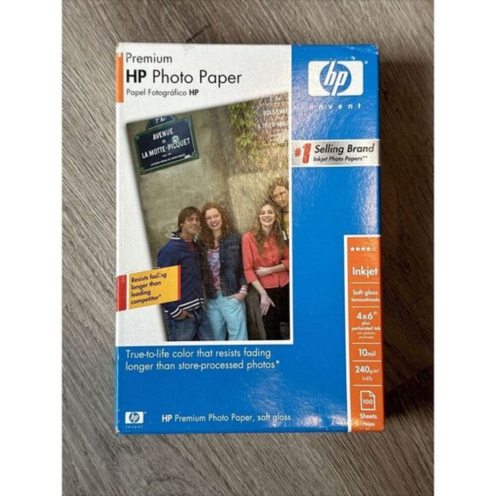 HP, Premium 4 X 6 Photo Paper SOFT GLOSS 100 Sheets, 10 mil.‎ New